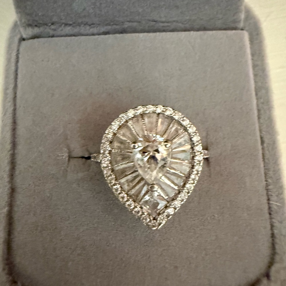 Silver Teardrop Moissanite ring